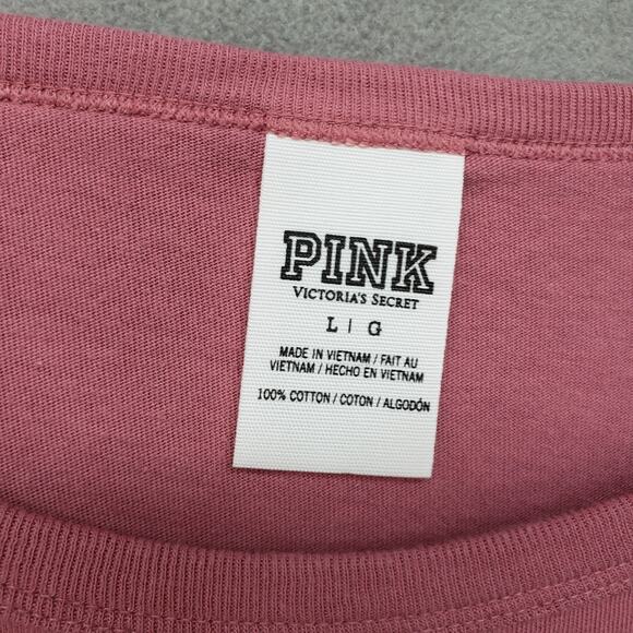 PINK Nation Victorias Secret Womens Large Cotton T-Shirt Logo Graphic Lounge Tee - Picture 8 of 11